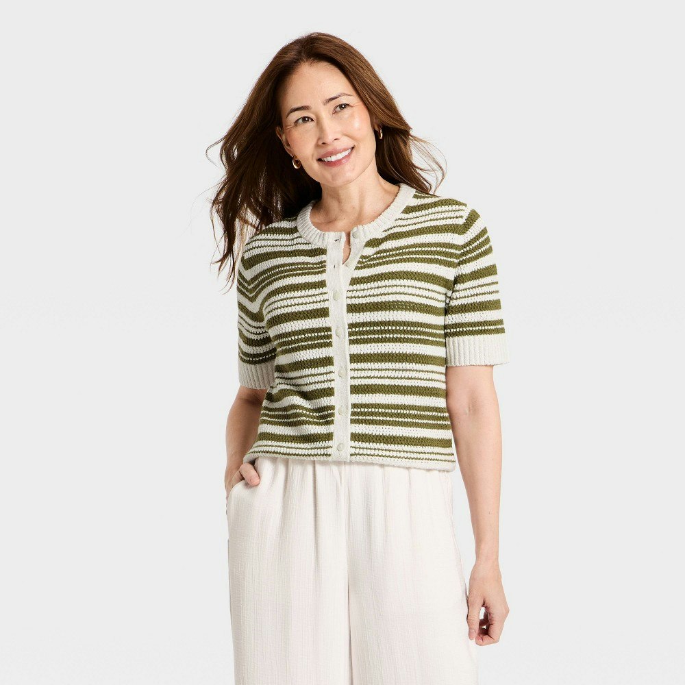 A New Day Women's Short Sleeve Button-Front Cardigan: $30
