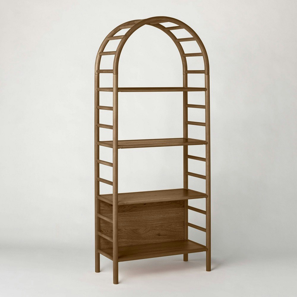 Threshold Designed with Studio McGee Holladay 4-Shelf Curved Wooden Bookcase: $300
