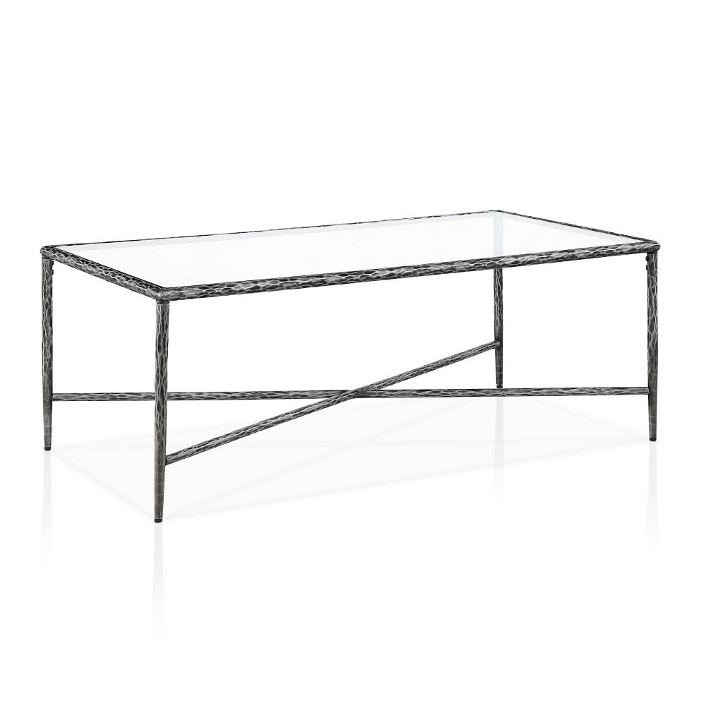 Parto Forged Metal Rectangle Glass Top Coffee Table: $789.99