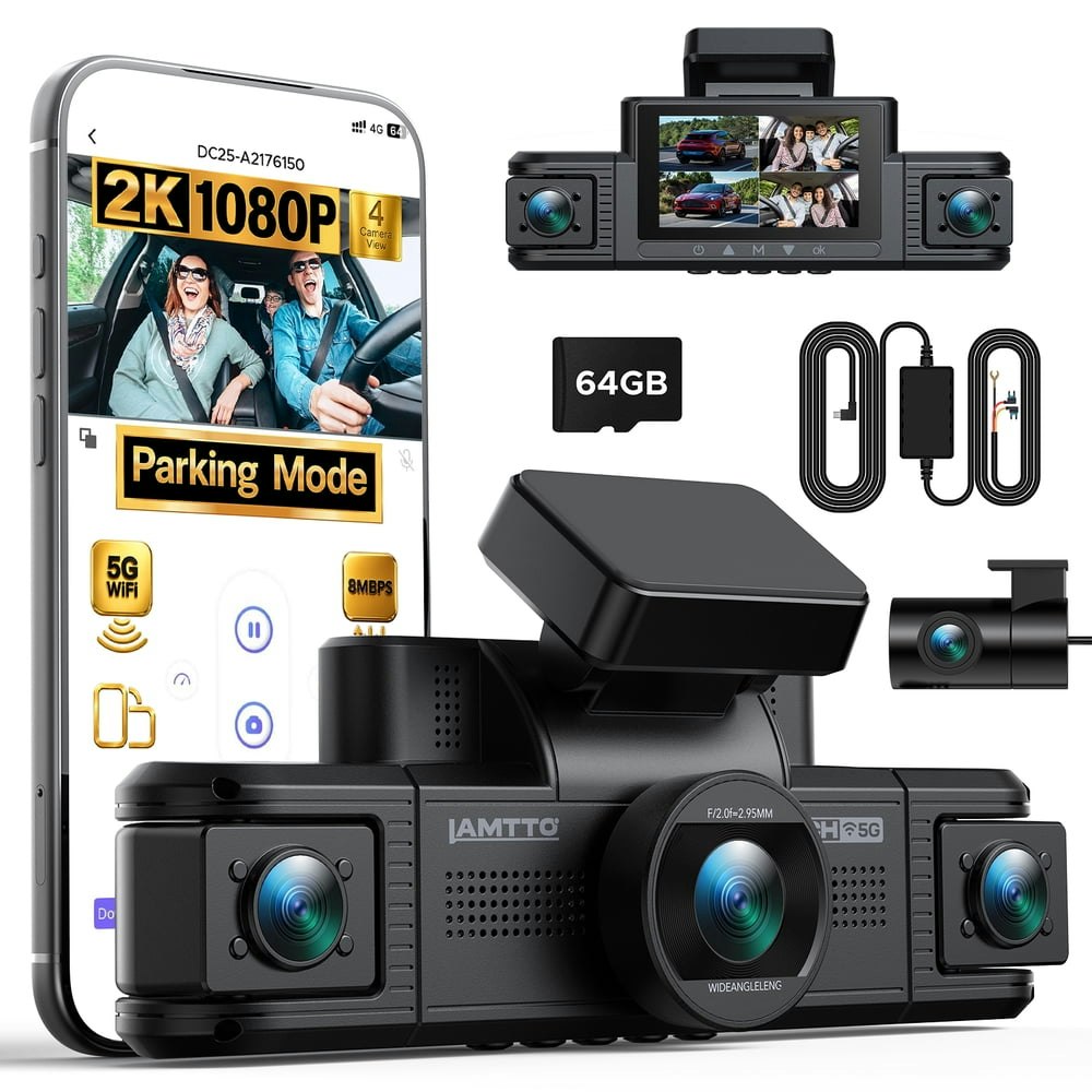 Lamtto 4-Channel 2K Front & 1080p Rear/Cabin Dash Cam: $106.99 Lamtto 4-Channel 2K Front & 1080p Rear/Cabin Dash Cam: $106.99