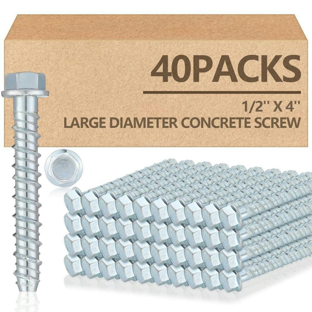 1/2" x 4" Concrete Screw Anchors 40-Pack: $128 1/2" x 4" Concrete Screw Anchors 40-Pack: $128