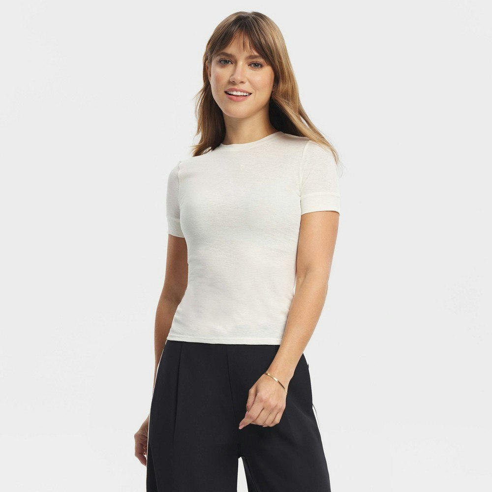 A New Day Women's Short Sleeve Fitted Knit Top: $22 A New Day Women's Short Sleeve Fitted Knit Top: $22