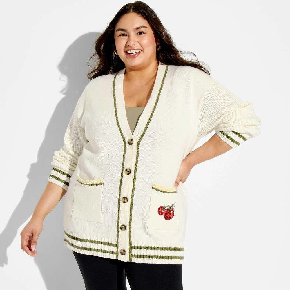 Women's Tomato Graphic Cardigan Sweater 3X: $20 Women's Tomato Graphic Cardigan Sweater 3X: $20