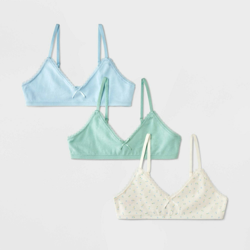 Cat & Jack Girls' Cotton Lace Trim Starter Bra 3-Pack: $10 Cat & Jack Girls' Cotton Lace Trim Starter Bra 3-Pack: $10