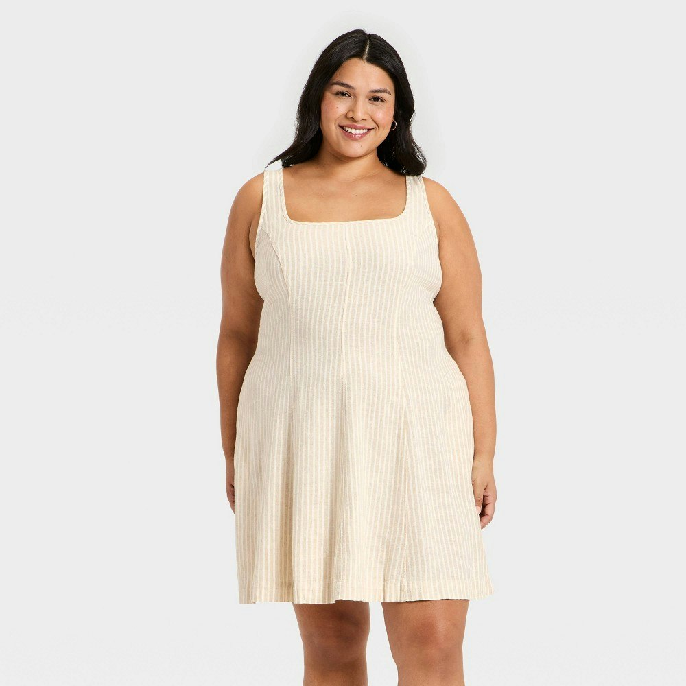 Universal Thread Women's Sleeveless Linen Mini A-Line Dress 3X: $14 Universal Thread Women's Sleeveless Linen Mini A-Line Dress 3X: $14