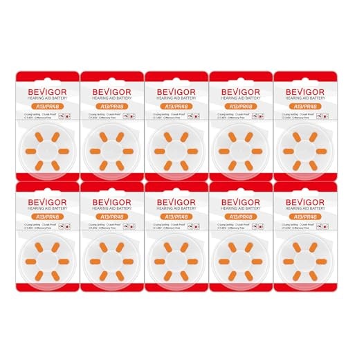 Bevigor Size 13 Hearing Aid Batteries 60-Pack: $8.99