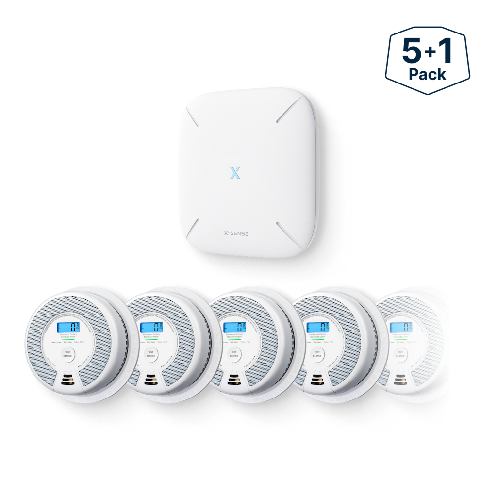X-Sense SC07-MR Interconnected Smart Smoke and CO Alarm Base Station 5-Pack: $132