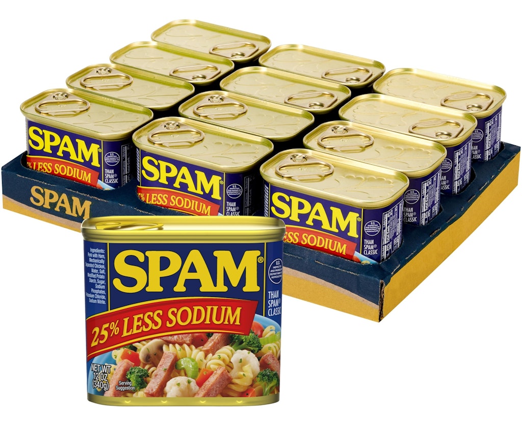SPAM 25% Less Sodium 12-oz. Can 12-Pack: $28 via Sub. & Save SPAM 25% Less Sodium 12-oz. Can 12-Pack: $28 via Sub. & Save