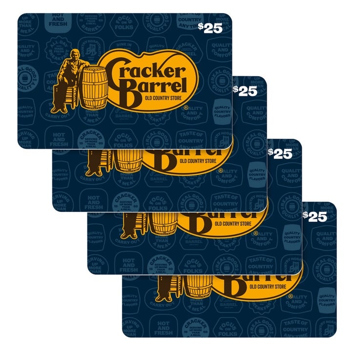 Cracker Barrel Four $25 eGift Cards ($100 Value): $80 Cracker Barrel Four $25 eGift Cards ($100 Value): $80