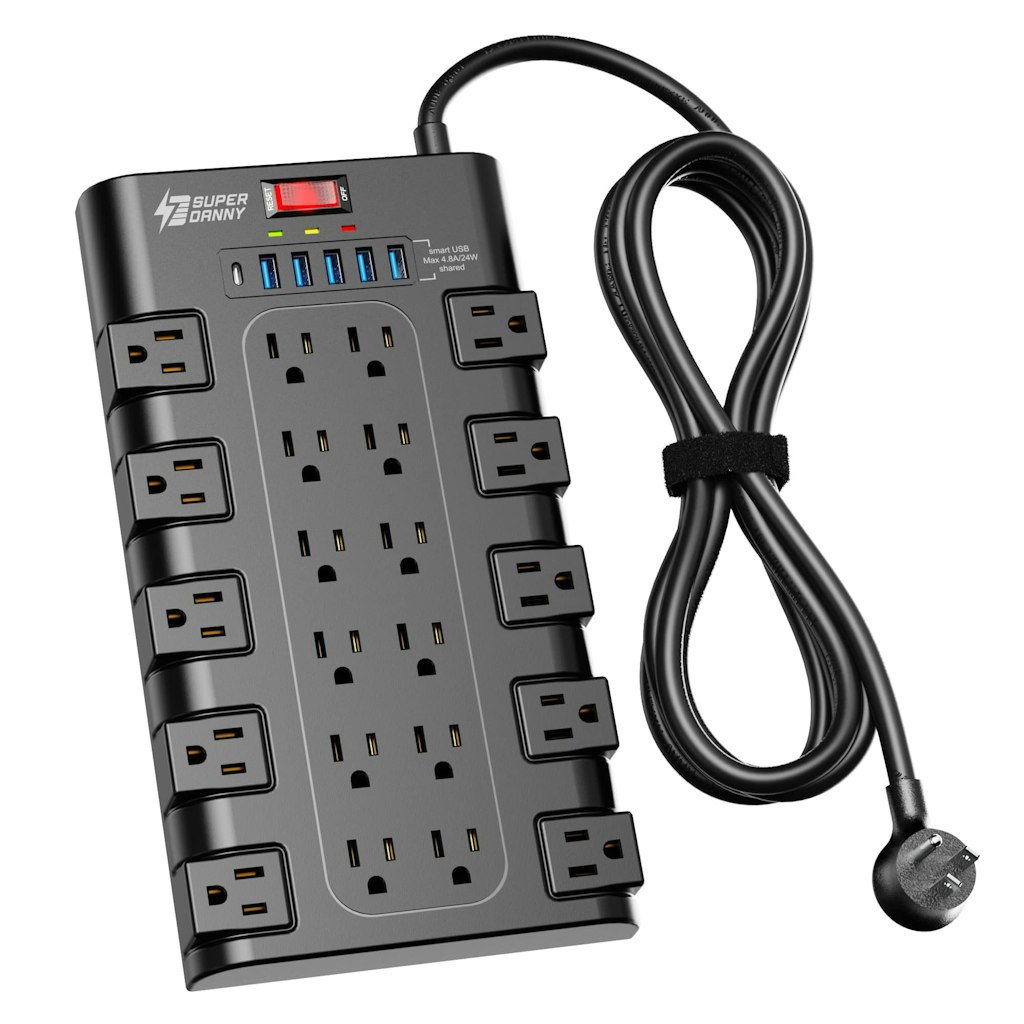 Superdanny 22-Outlet Power Strip w/ USB: $20