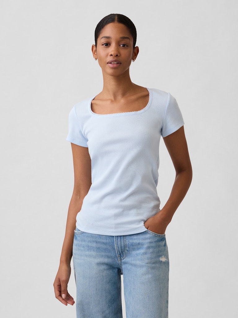 Ribbed Squareneck Top: $9 Ribbed Squareneck Top: $9