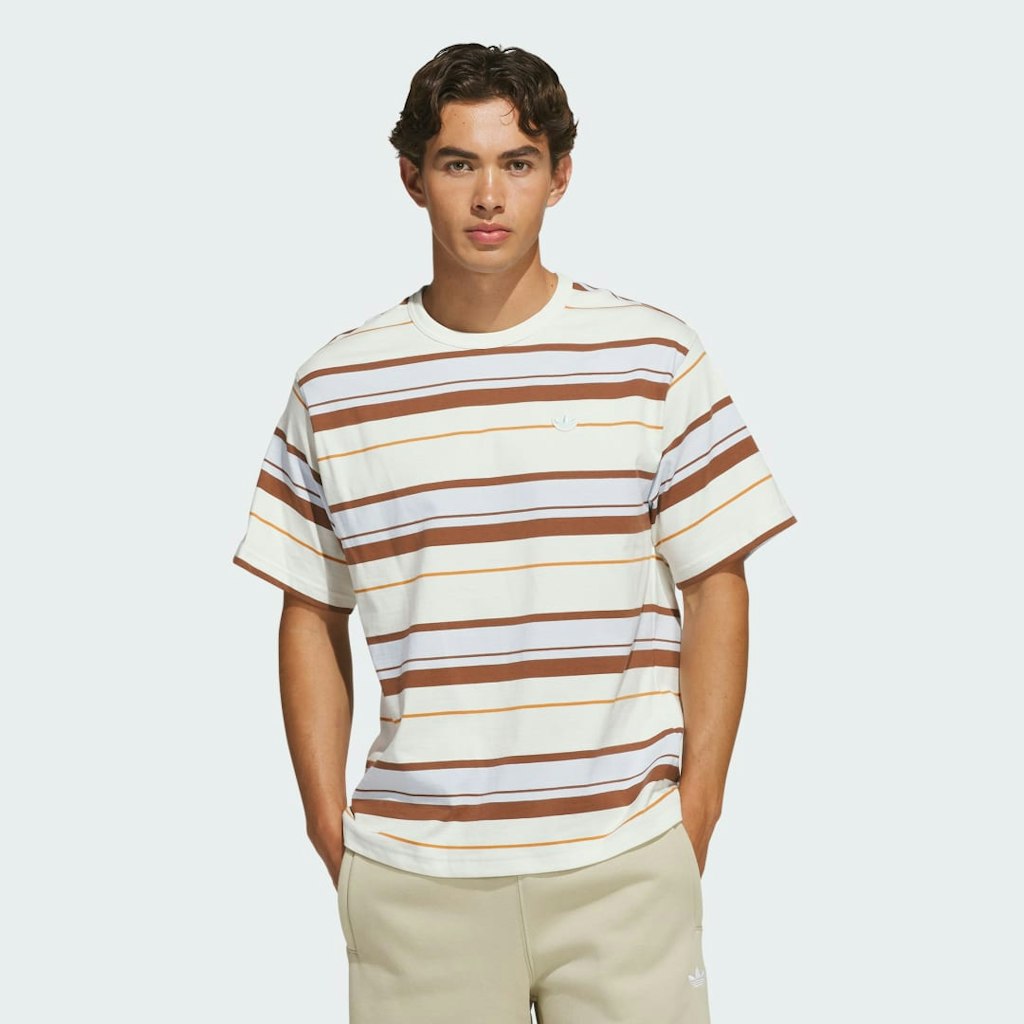 Adidas Originals Summer Glow Striped Crew Neck Tee: $40
