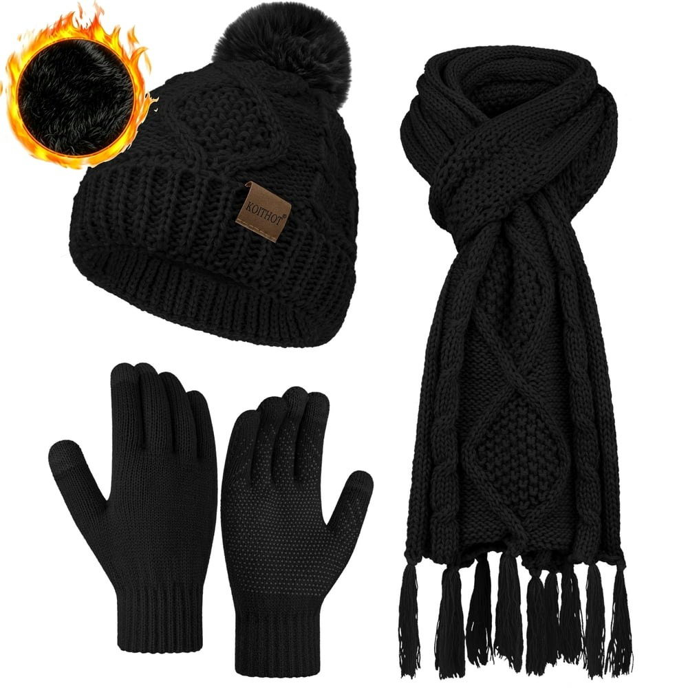 Koithot Women's Winter Beanie, Scarf, and Gloves Set: $19.99 Koithot Women's Winter Beanie, Scarf, and Gloves Set: $19.99