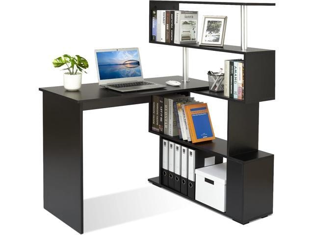 L-Shaped Computer Desk with 4-Tier Storage Shelves: $210.49 L-Shaped Computer Desk with 4-Tier Storage Shelves: $210.49