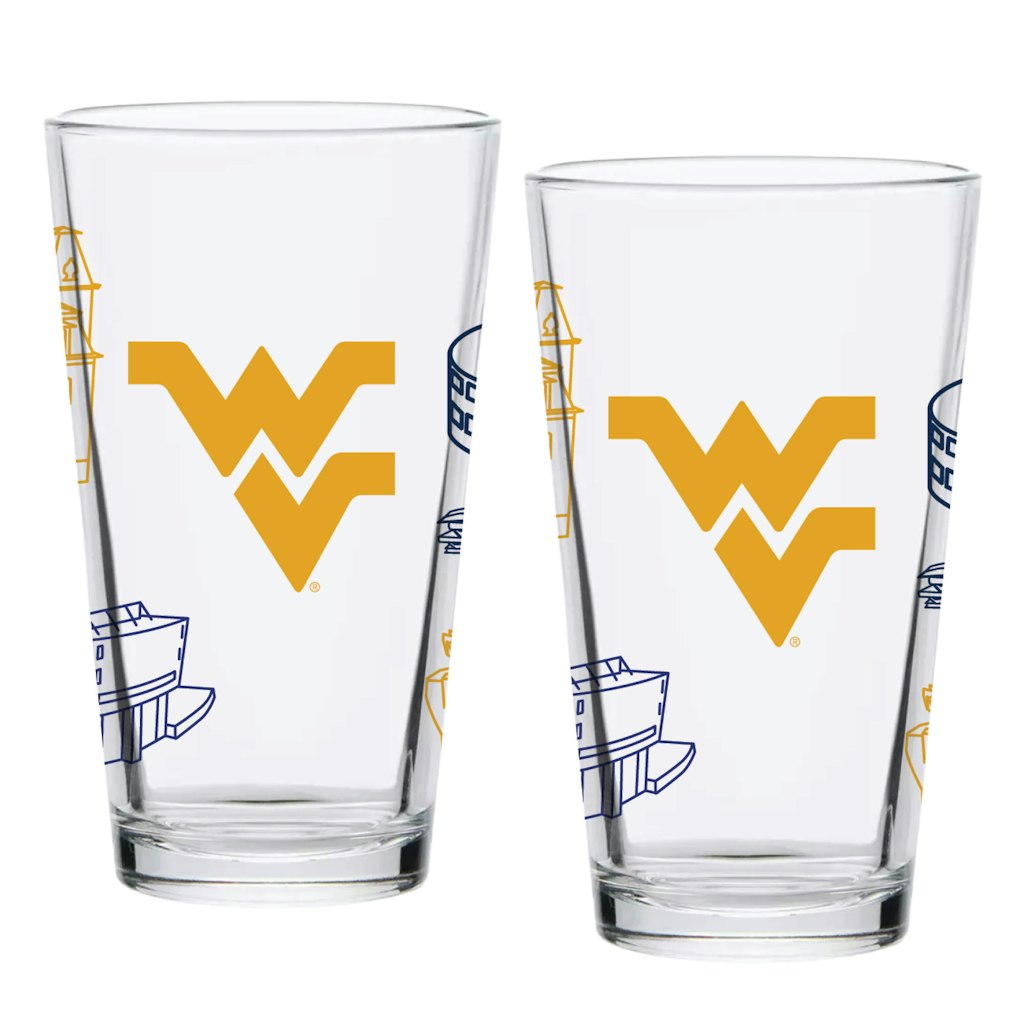 West Virginia Mountaineers 16oz. Pint Glass 2-Pack: $39.99 West Virginia Mountaineers 16oz. Pint Glass 2-Pack: $39.99