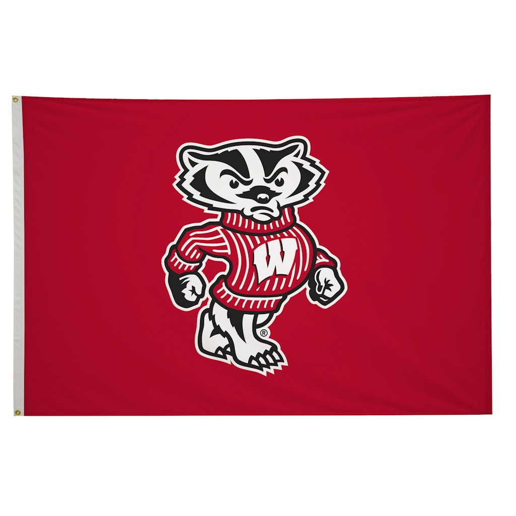 Wisconsin Badgers 4' x 6' Mascot Flag: $79.99 Wisconsin Badgers 4' x 6' Mascot Flag: $79.99