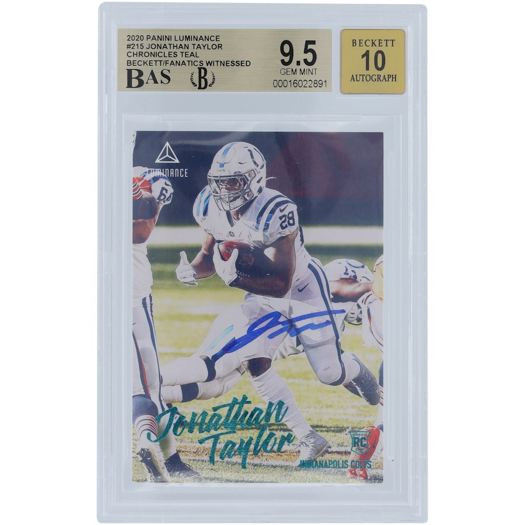 Jonathan Taylor 2020 Panini Luminance Teal Rookie Card: $299.99 Jonathan Taylor 2020 Panini Luminance Teal Rookie Card: $299.99