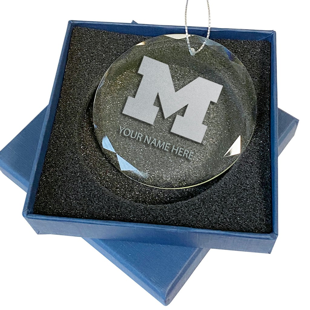 Michigan Wolverines 3.25-inch Etched Glass Ornament: $42.99 Michigan Wolverines 3.25-inch Etched Glass Ornament: $42.99