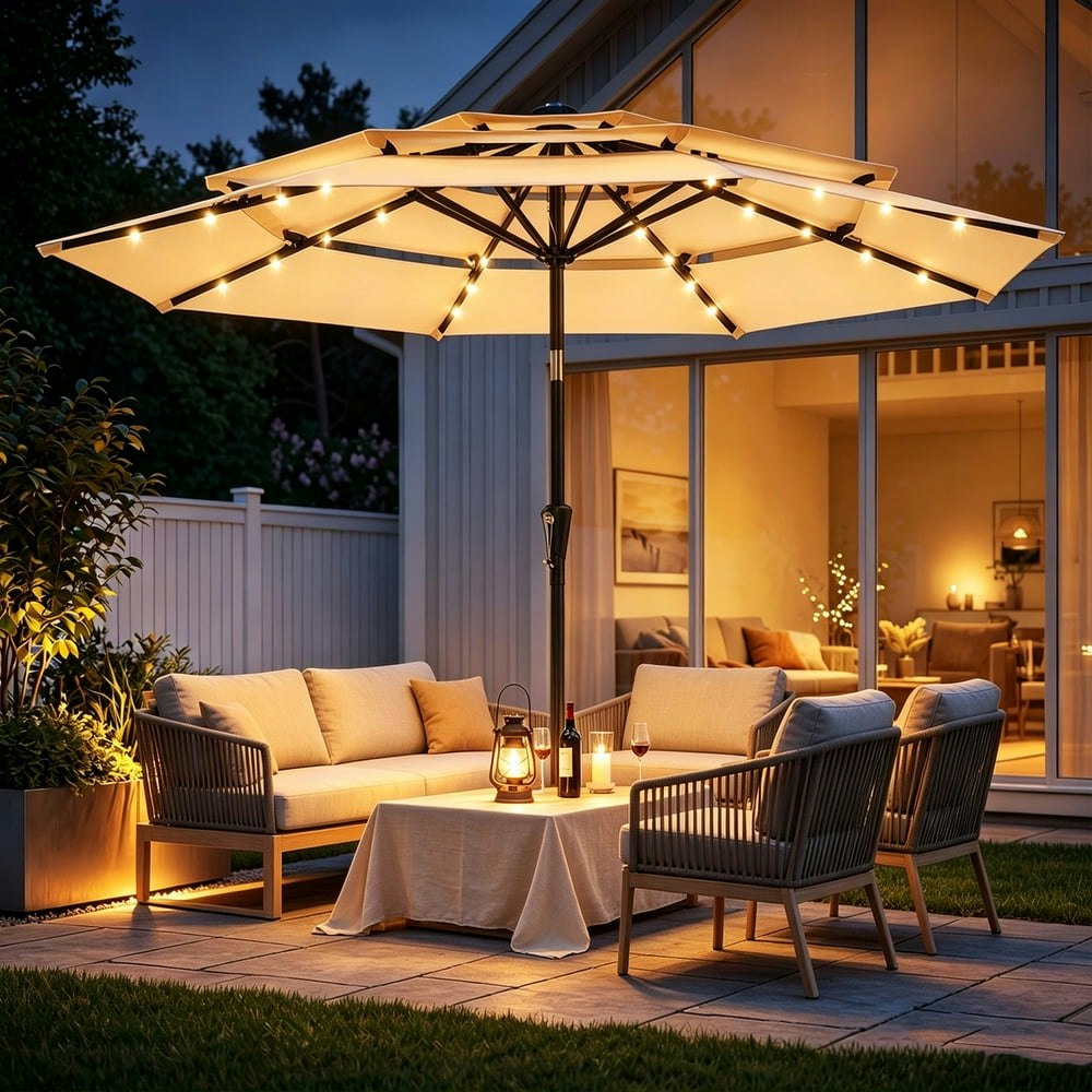Patbrela 9-Foot 3-Tier Solar LED Patio Umbrella: $55.99 Patbrela 9-Foot 3-Tier Solar LED Patio Umbrella: $55.99