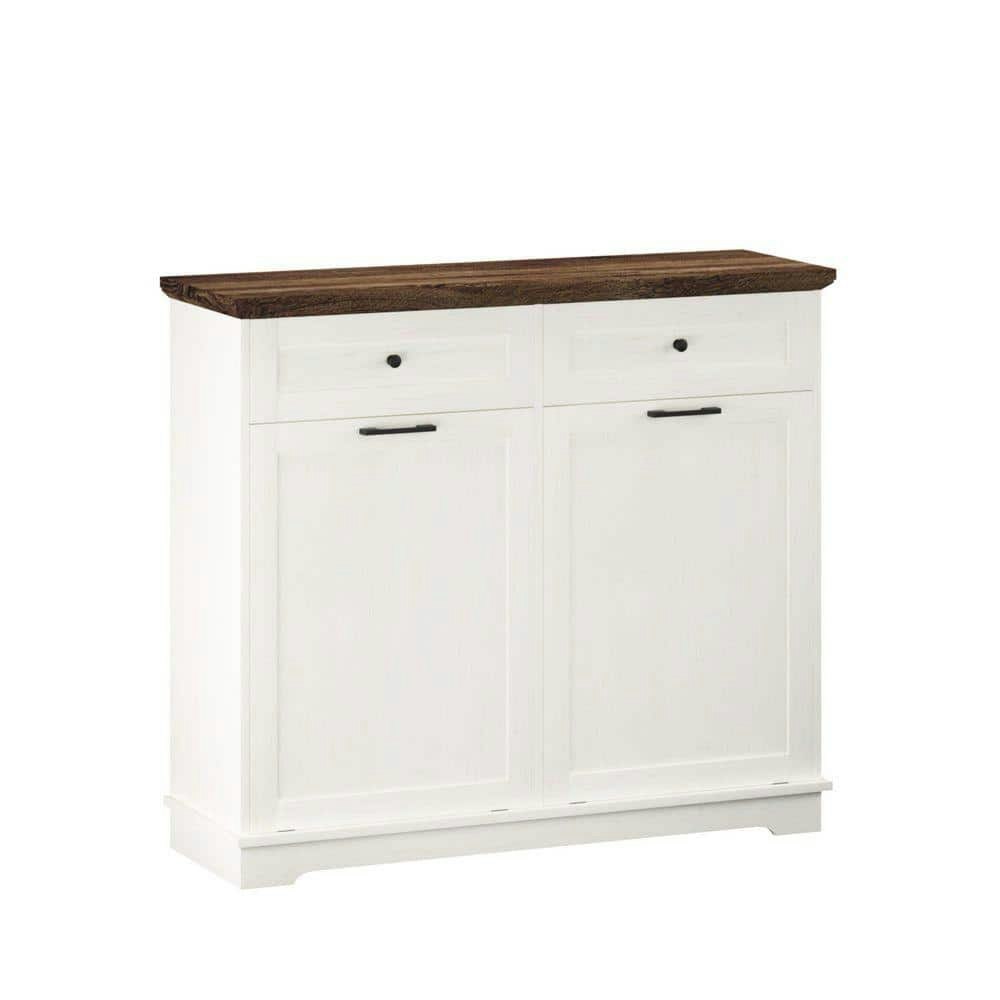 White Particle Board Tilt Kitchen Cabinet with Hideaway Drawer: $174.28