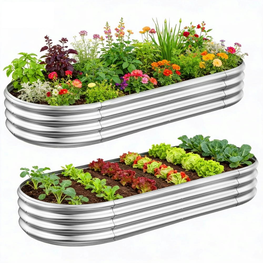 Asotewt 4-Foot Oval Galvanized Metal Raised Garden Bed 2-Pack: $39.99 Asotewt 4-Foot Oval Galvanized Metal Raised Garden Bed 2-Pack: $39.99