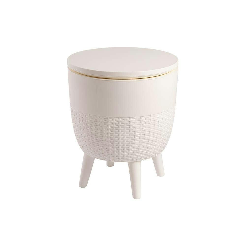 Cancun White Round 2-in-1 Resin Side Table and Cooler: $141.98