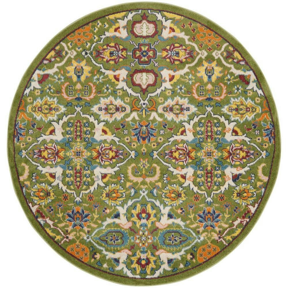 5-Foot Round Floral Washable Area Rug: $96.49