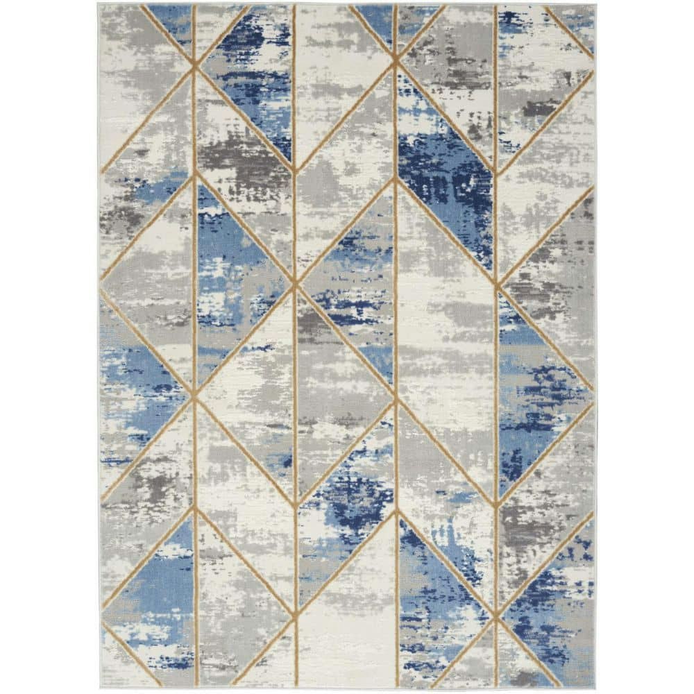 4' x 6' Ivory, Blue, and Gray Geometric Non-Skid Area Rug: $50.99 4' x 6' Ivory, Blue, and Gray Geometric Non-Skid Area Rug: $50.99