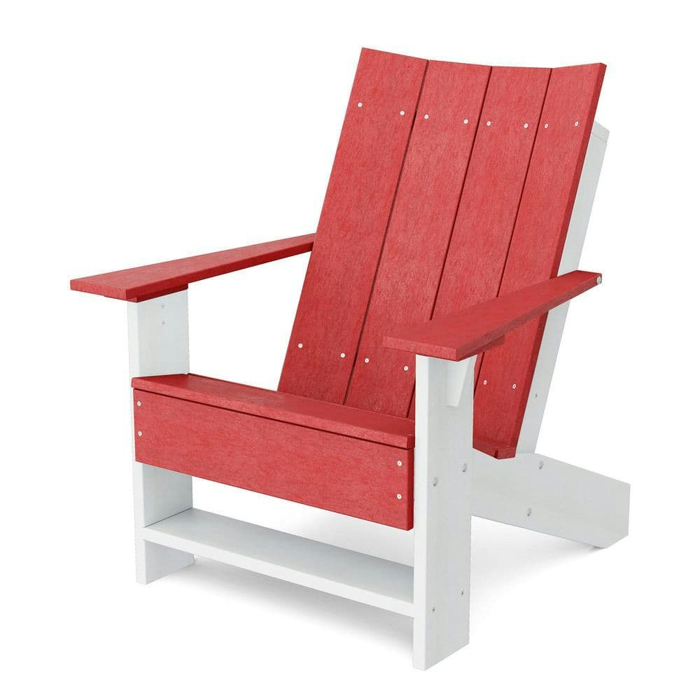 Cardinal Red and White Plastic Outdoor Adirondack Chair: $379