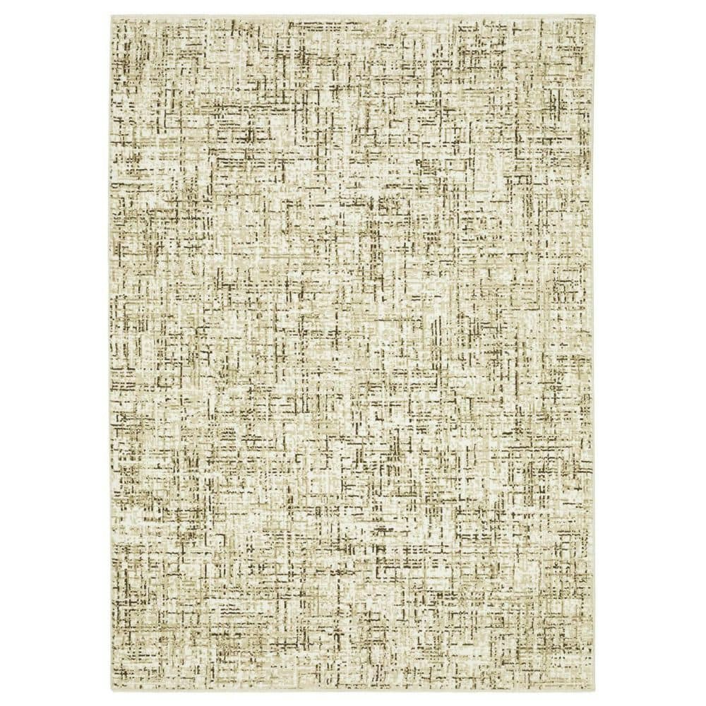 5' x 8' Ivory and Brown Abstract Area Rug: $373.99 5' x 8' Ivory and Brown Abstract Area Rug: $373.99