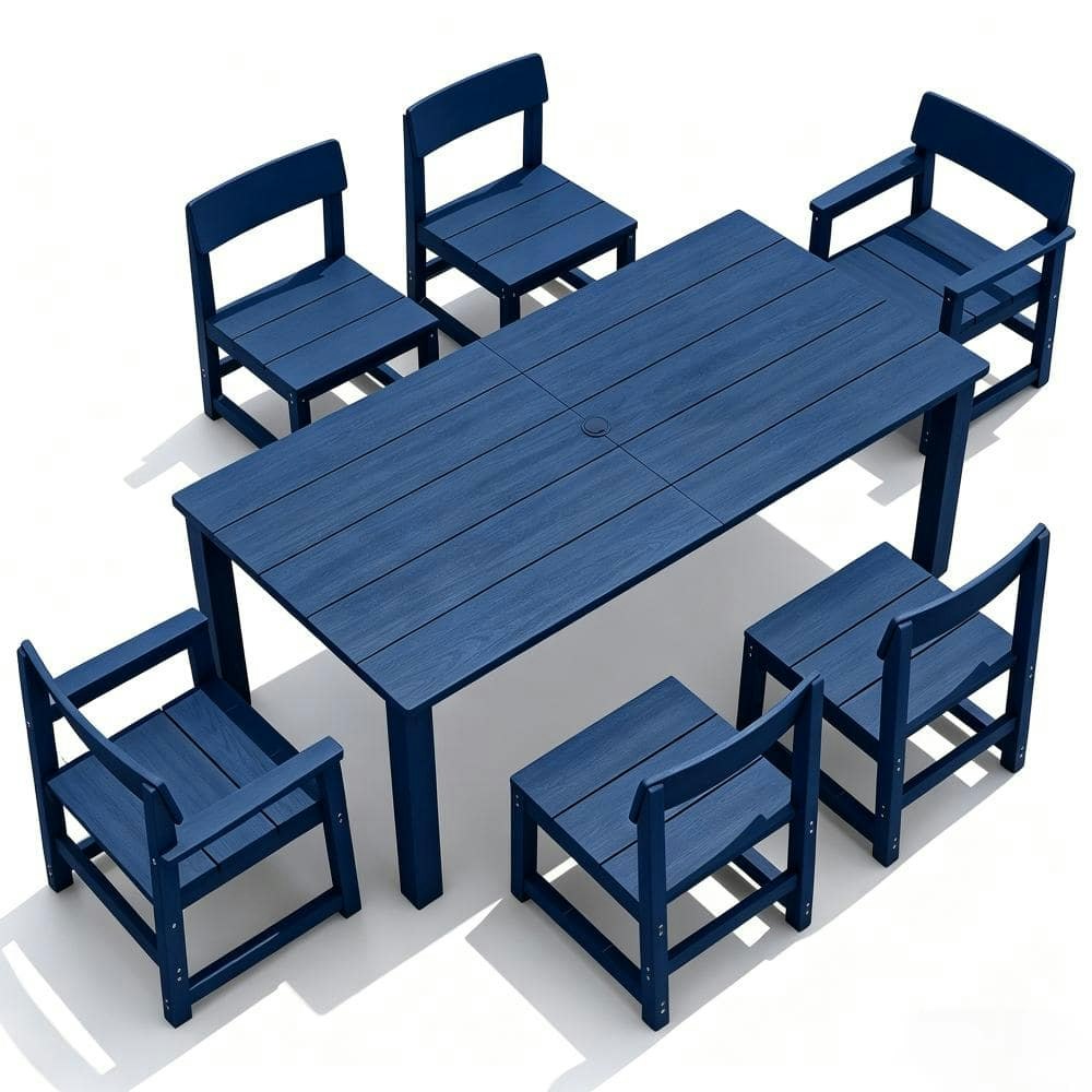 7-Piece Navy Blue Outdoor Dining Set: $809.99 7-Piece Navy Blue Outdoor Dining Set: $809.99