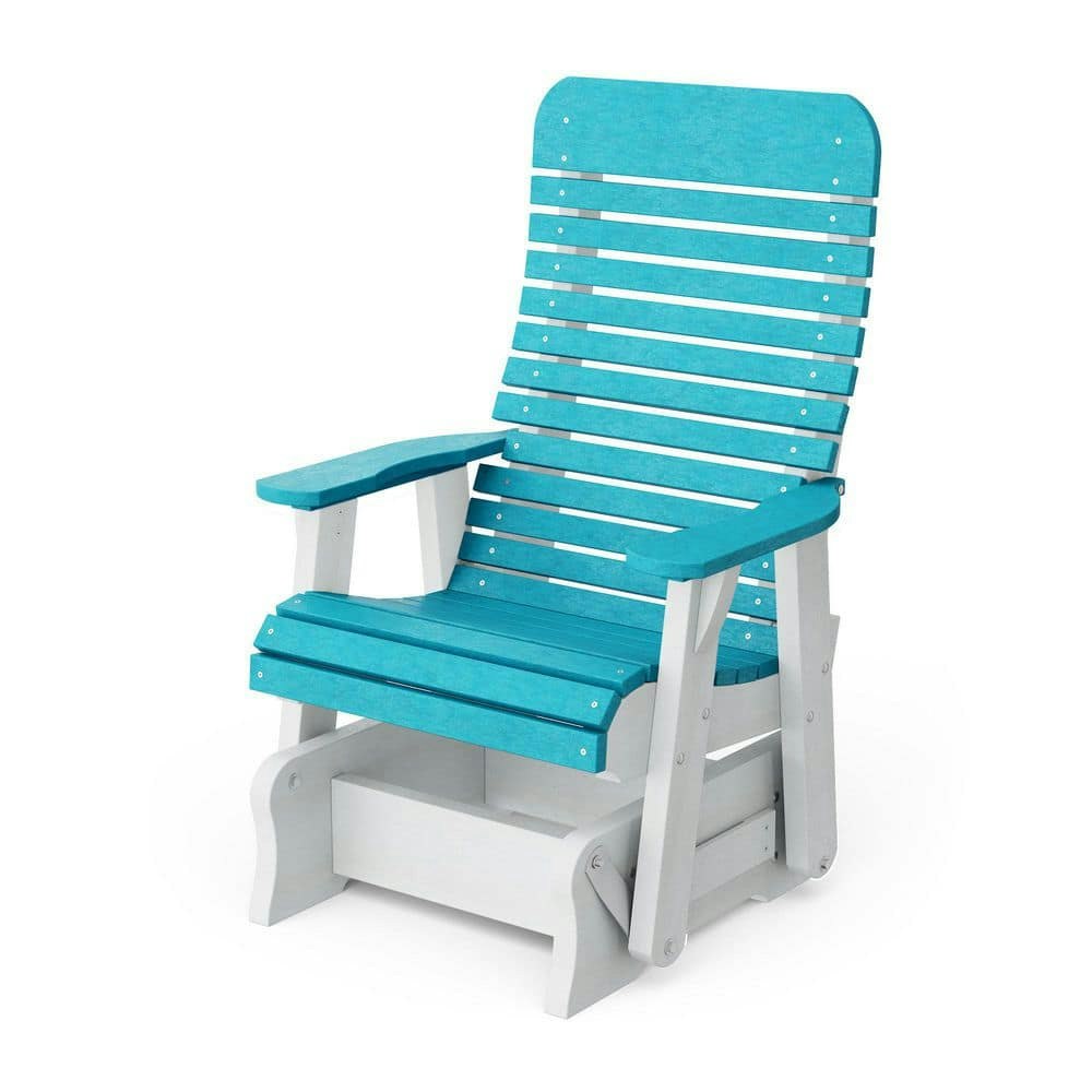 Signature 1-Person Aruba Blue and White Plastic Outdoor Glider: $709