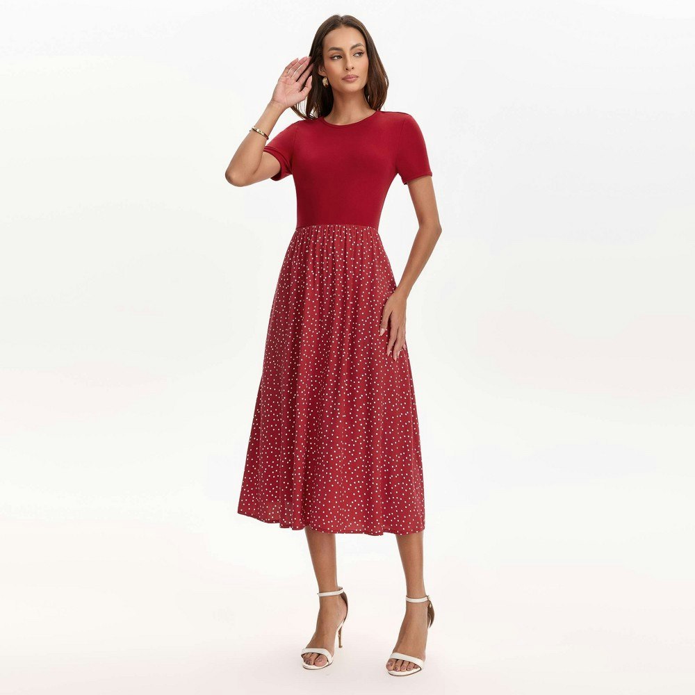 A New Day Women's Short Sleeve Contrast Midi Dress: $40 A New Day Women's Short Sleeve Contrast Midi Dress: $40