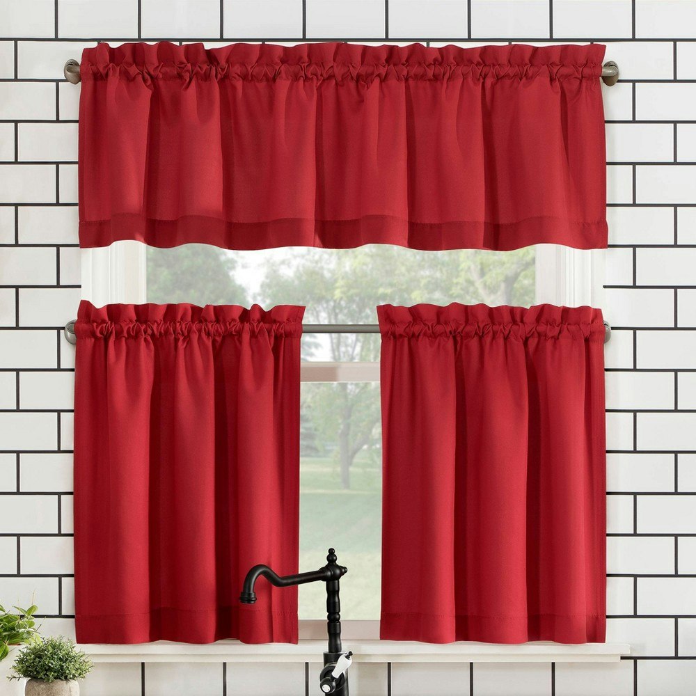 No. 918 Martine 36"x27" Microfiber Semi-Sheer Kitchen Curtain Set 3-Pack: $10.99