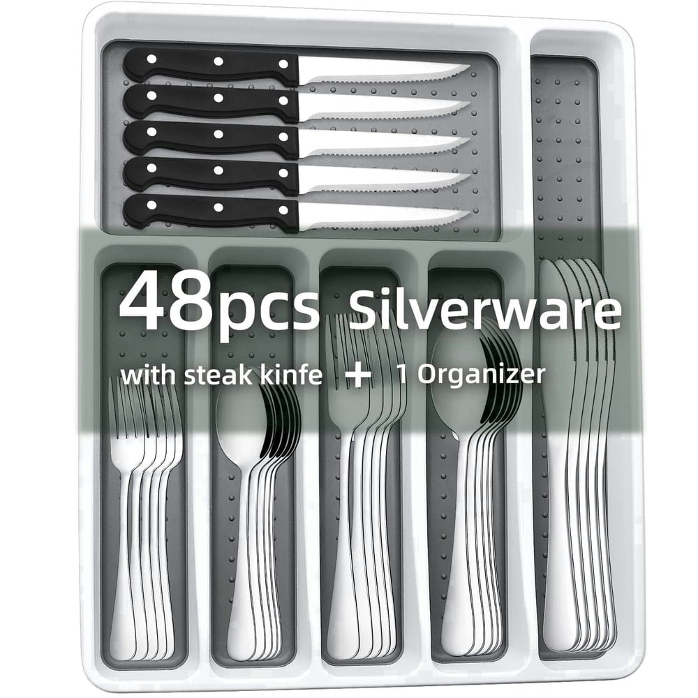 Kingstone 49-Piece Stainless Steel Silverware Set: $20.34
