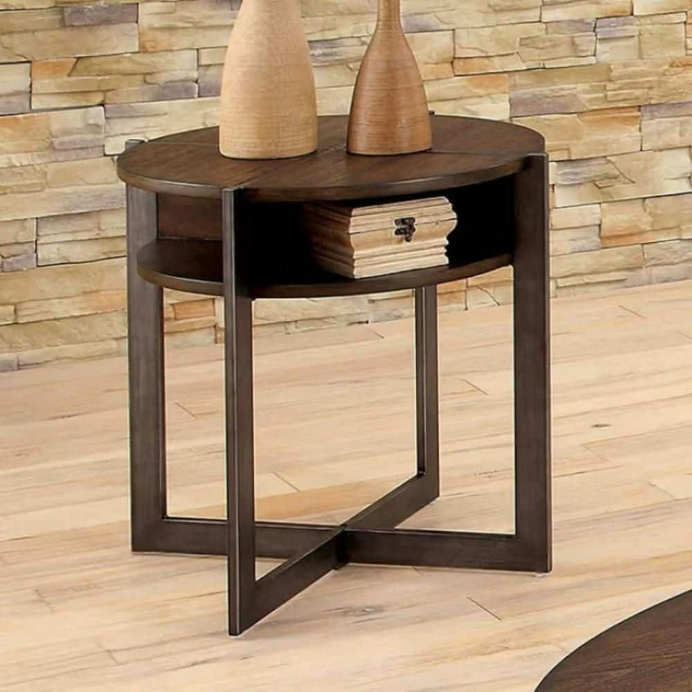 Benilda 25-Inch Round Wood Veneer End Table: $238.17