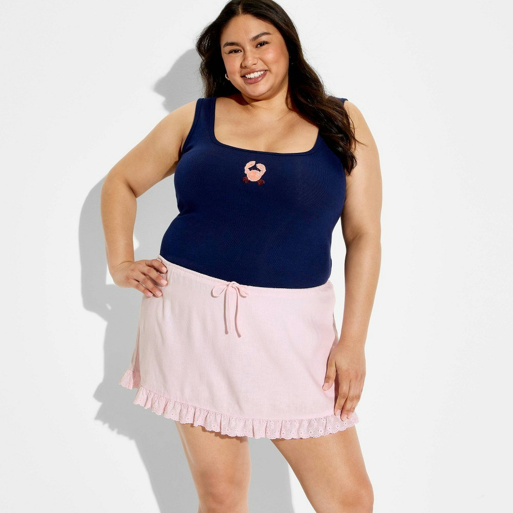 Wild Fable Women's Eyelet Trim Mini Skort: $25 Wild Fable Women's Eyelet Trim Mini Skort: $25