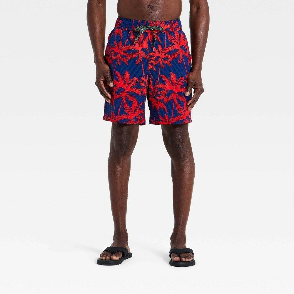 Houston White Men's 7-Inch Palm Print Seersucker Swim Trunks: $35 Houston White Men's 7-Inch Palm Print Seersucker Swim Trunks: $35