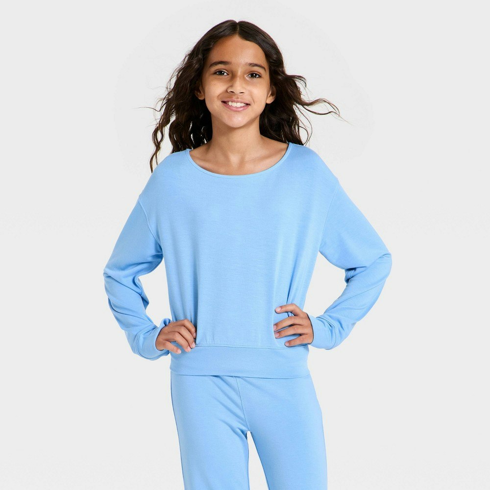 All in Motion Girls' Modal French Terry Open Neck Pullover: $20