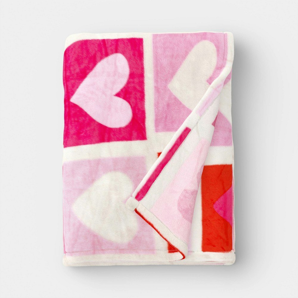 Room Essentials Heart Print Plush Throw: $10 Room Essentials Heart Print Plush Throw: $10