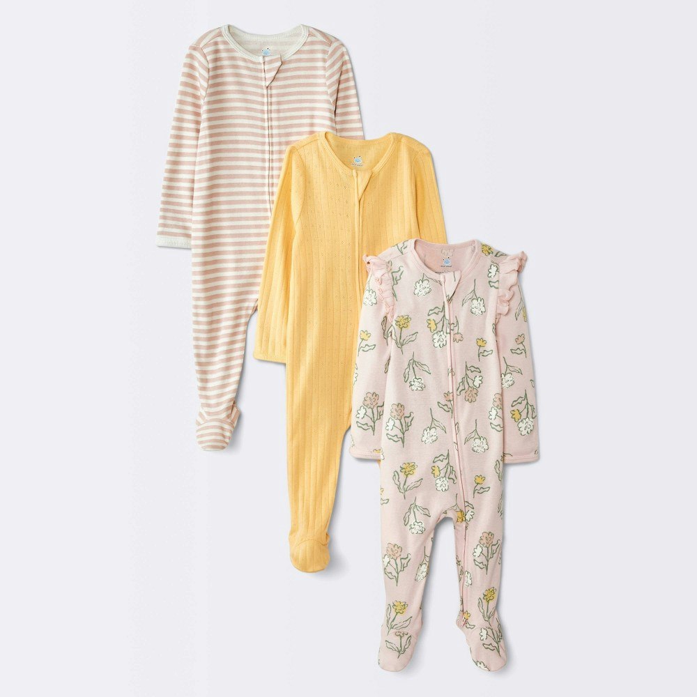 Cloud Island Baby Girls' Long Sleeve Footed Pajamas 3-Pack: $15 Cloud Island Baby Girls' Long Sleeve Footed Pajamas 3-Pack: $15