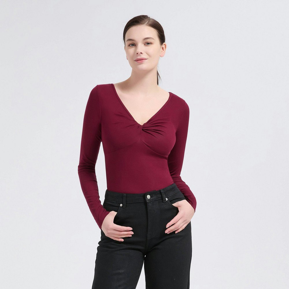 A New Day Women's Long Sleeve Twisted V-Neck Knit Top: $26