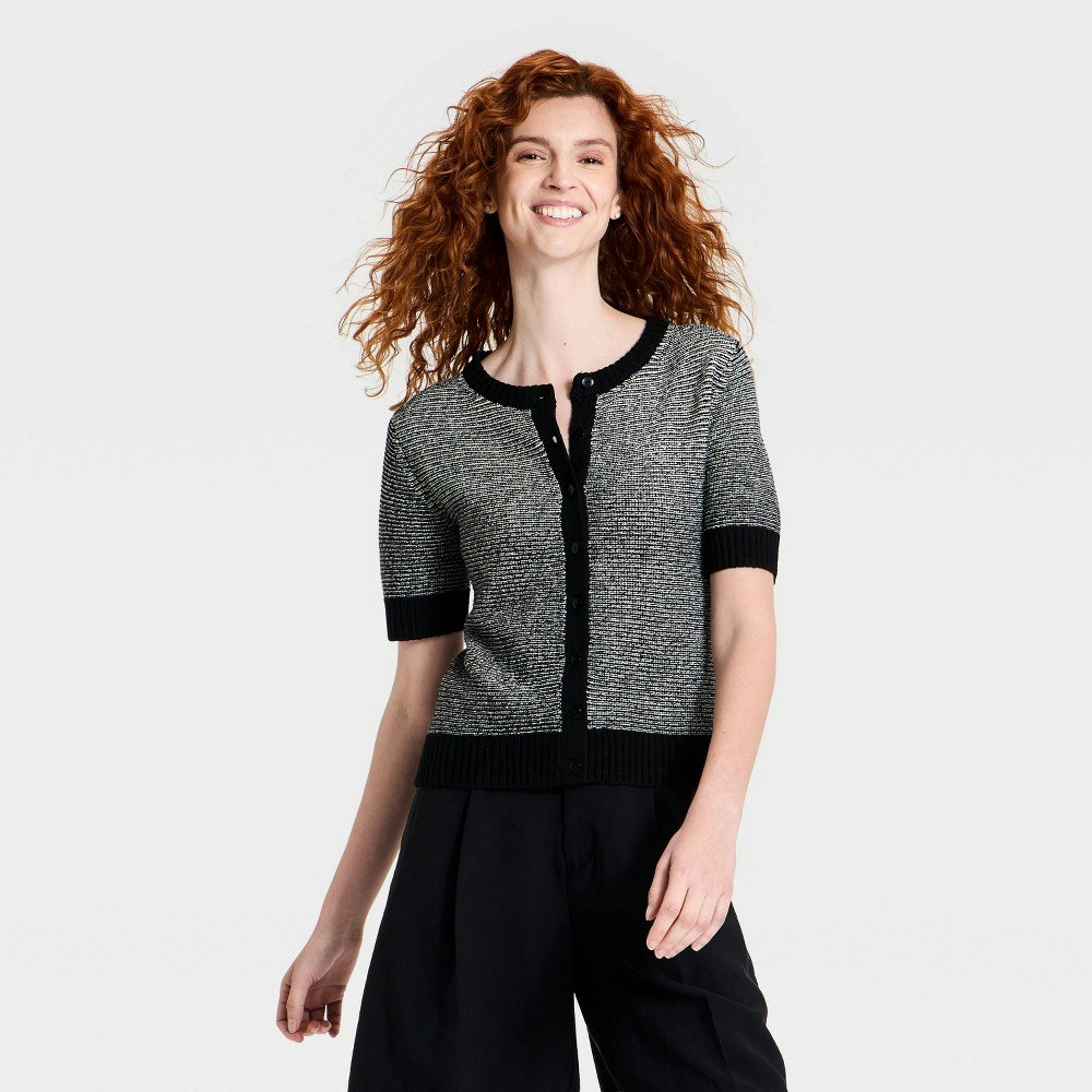 A New Day Women's Short Sleeve Button-Front Cardigan: $30