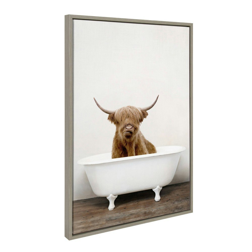 Sylvie Highland Cow in Tub Framed Canvas Wall Art: $89.99 Sylvie Highland Cow in Tub Framed Canvas Wall Art: $89.99