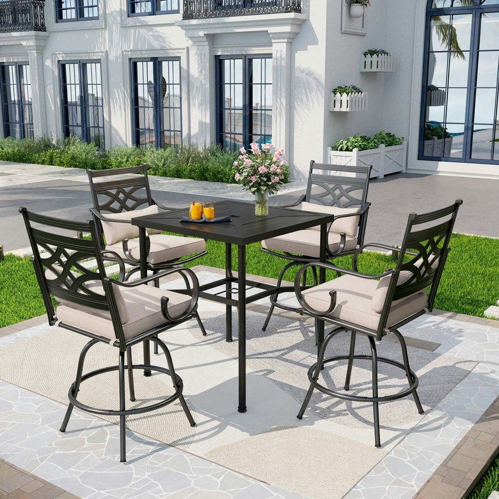Captiva Designs 5-Piece Outdoor Swivel Stool and Table Set: $666.99