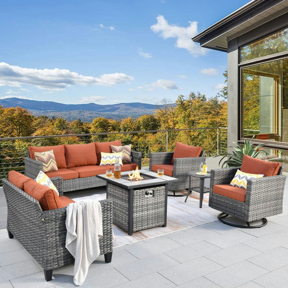 Ovios Tenaya 6-Piece Wicker Outdoor Patio Furniture Set: $1,689.99