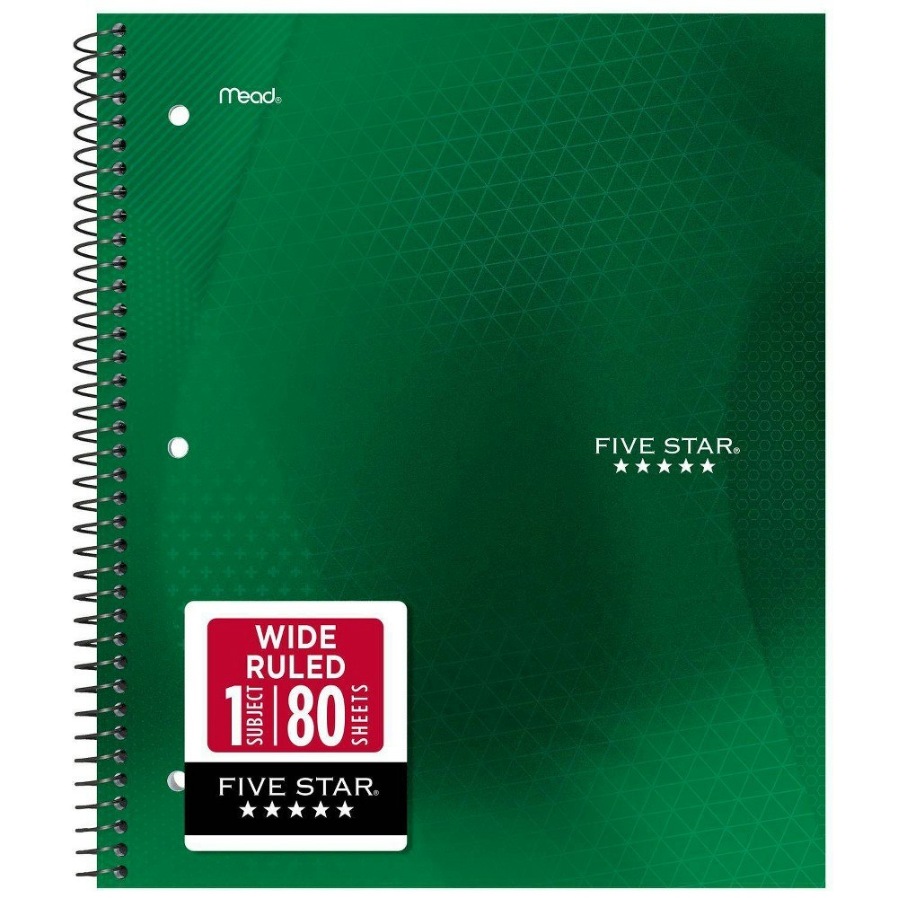 Five Star 8"x10.5" Wide Ruled Notebook 80-Page: $2.99