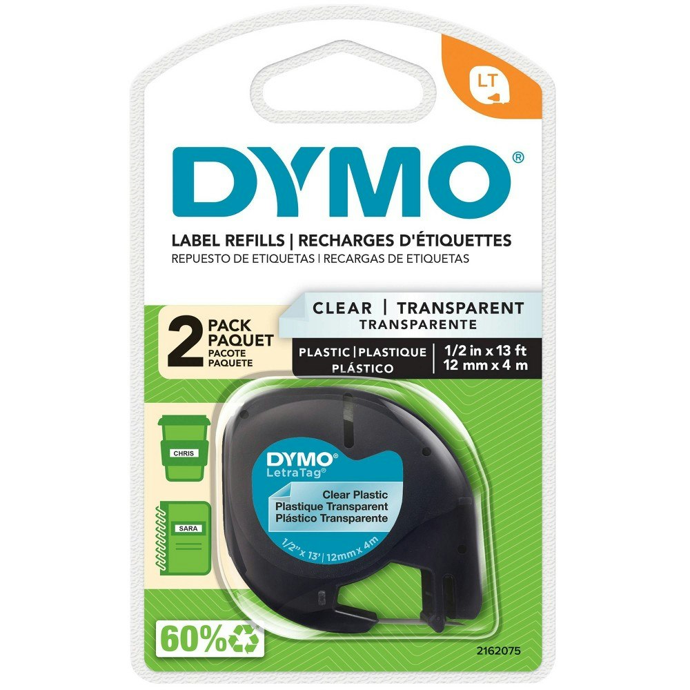 Dymo LetraTag 0.5-inch Black on Clear Label Tape 2-Pack: $18.99