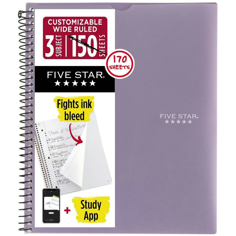 Five Star 170-Sheet 3-Subject Wide Ruled Notebook: $7.99