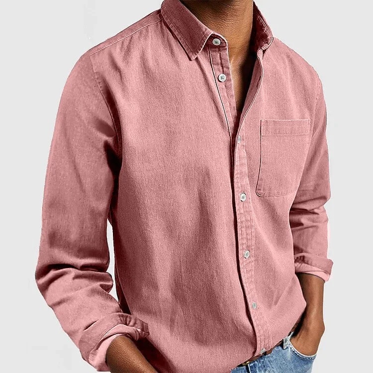 Men's Vintage Long Sleeve Cotton Button-Up Shirt: 2 for $12